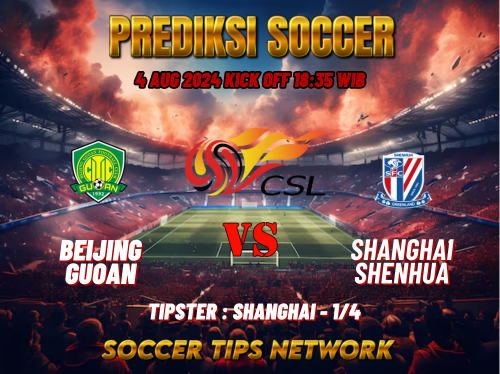 Prediksi Bola China Super League : Beijing Guoan vs Shanghai Shenhua 04 Agustus 2024