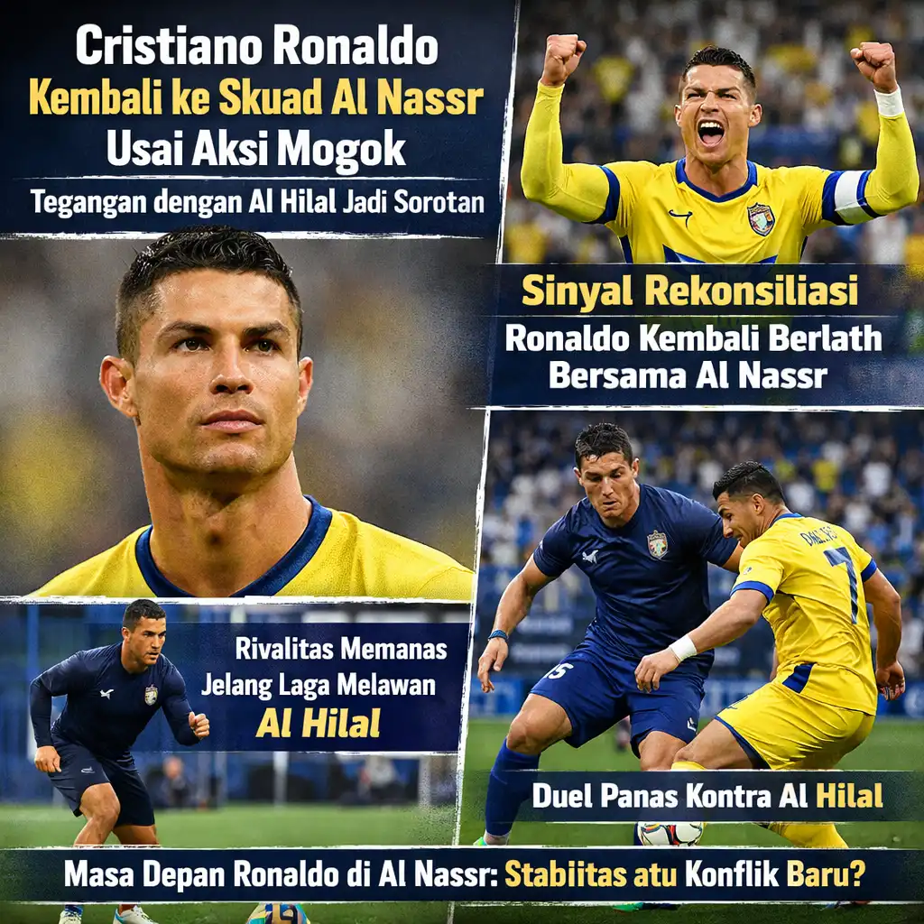 Cristiano Ronaldo Kembali ke Skuad Al Nassr Usai Aksi Mogok, Tegangan dengan Al Hilal Jadi Sorotan