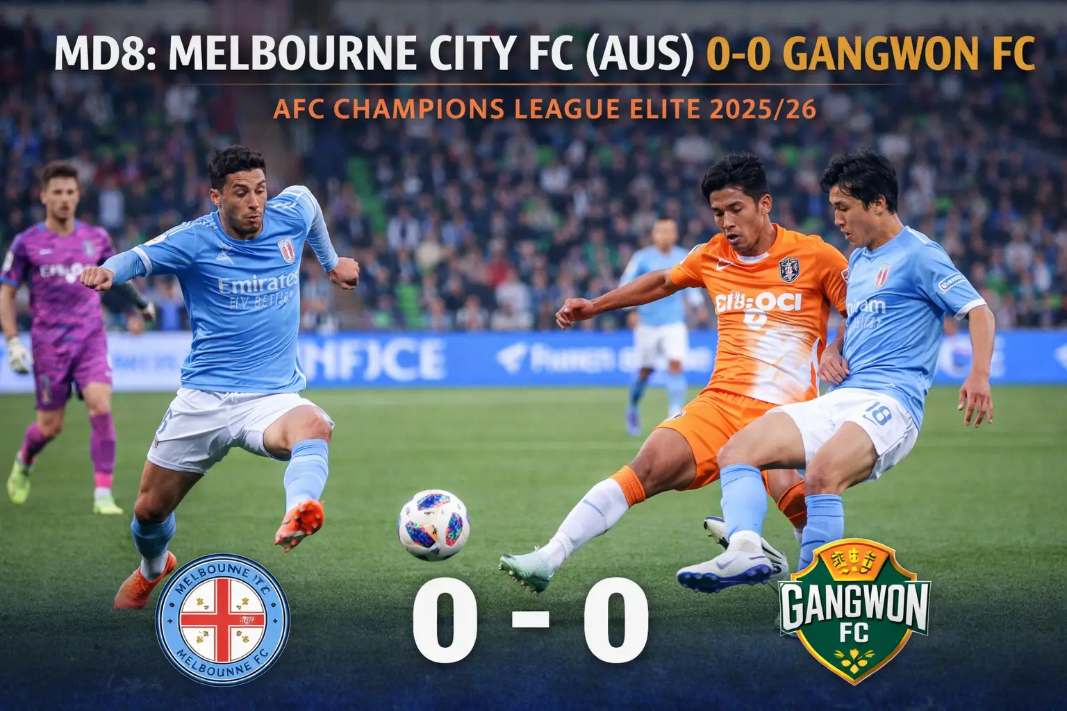 Melbourne City FC Bermain Imbang Dengan Gangwon FC di Liga AFC Champions League Elite 2025/26